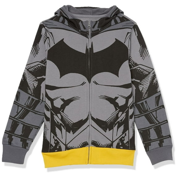 DC Comics Boys Batman Cosplay Zip-up Hoodie with Cape - 4-20 Sweatshirt, Black, 10-12 US