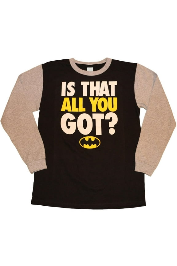 DC Comics Boys' Batman Logo "Is That All You Got?" Long Sleeve T-Shirt (Little Boys & Big Boys)