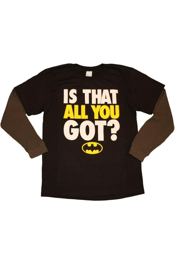 DC Comics Boys' Batman Logo "Is That All You Got?" Long Sleeve T-Shirt (Little Boys & Big Boys)