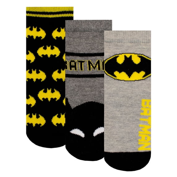 DC Comics Boys Batman Socks 3 Pack Grey Sizes 4 - Adults 4