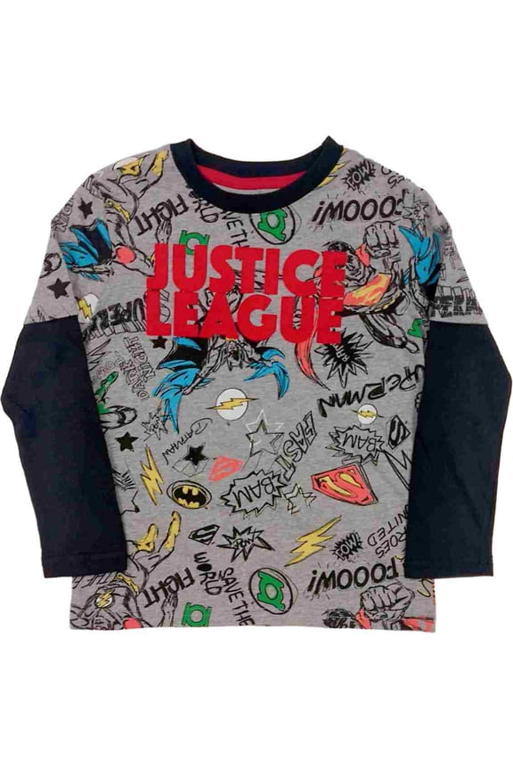 Boys Gray Justice League T-Shirt Batman Green Lantern Tee Shirt XS