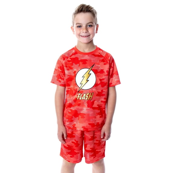 DC Comics Boys' Justice League Digital Camo The Flash Superhero 2 Piece Short-Sleeve Pajama Short Set