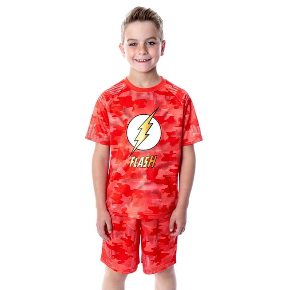 DC Comics Boys' Justice League Digital Camo The Flash Superhero 2 Piece Short-Sleeve Pajama Short Set