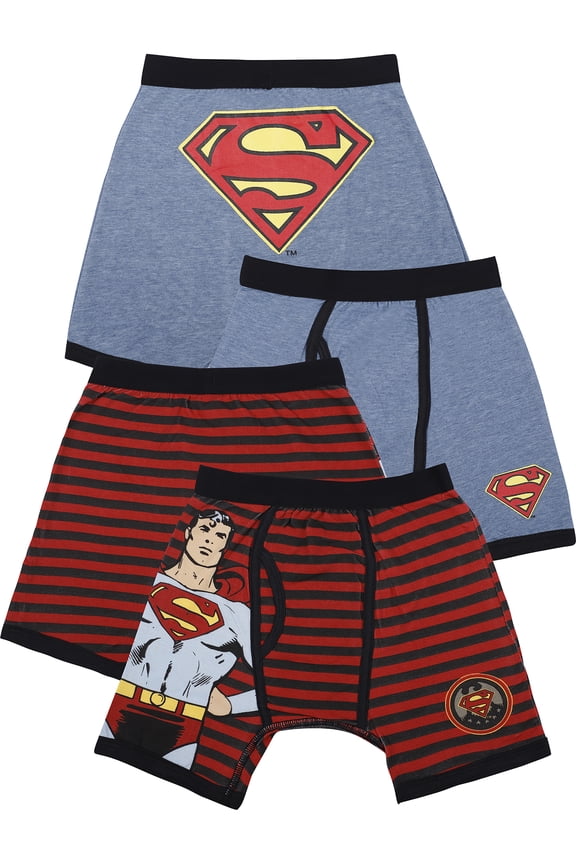 DC Comics Boys' Little Batman 2 Pack Vintage Superman Boxer Brief Underwear