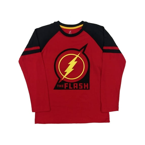 DC Comics Boys Red & Black The Flash T-Shirt Long Superhero Tee Shirt XXL (18)