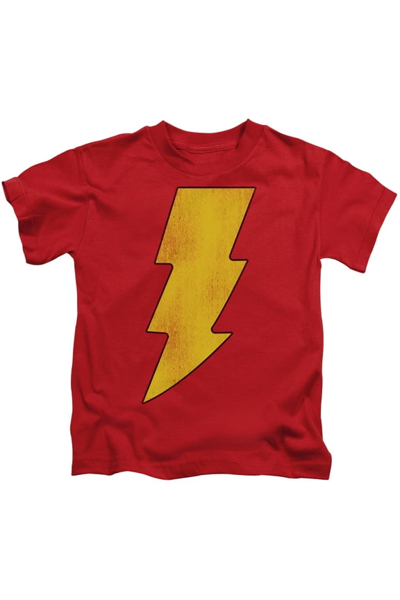 DC Comics Boys' Shazam Logo Distressed Childrens T-shirt Red