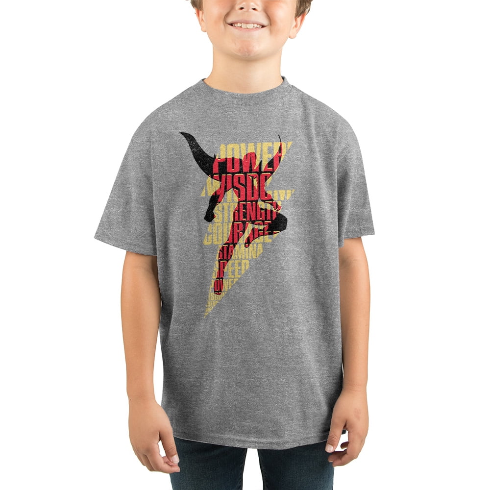 DC Comics Boys Shazam! Text Lightning Bolt Short-Sleeve T-Shirt-Large ...