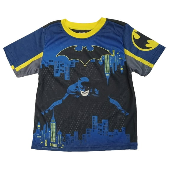 DC Comics Boys Silky Blue Batman Gotham City T-Shirt Tee Shirt 5-6