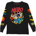 thumbnail image 1 of DC Comics Boys Superman Super Hero Long Sleeve T-Shirt, Looney Tunes for Little and Big Boys Sizes 4-20, Black, 14-16, 1 of 6