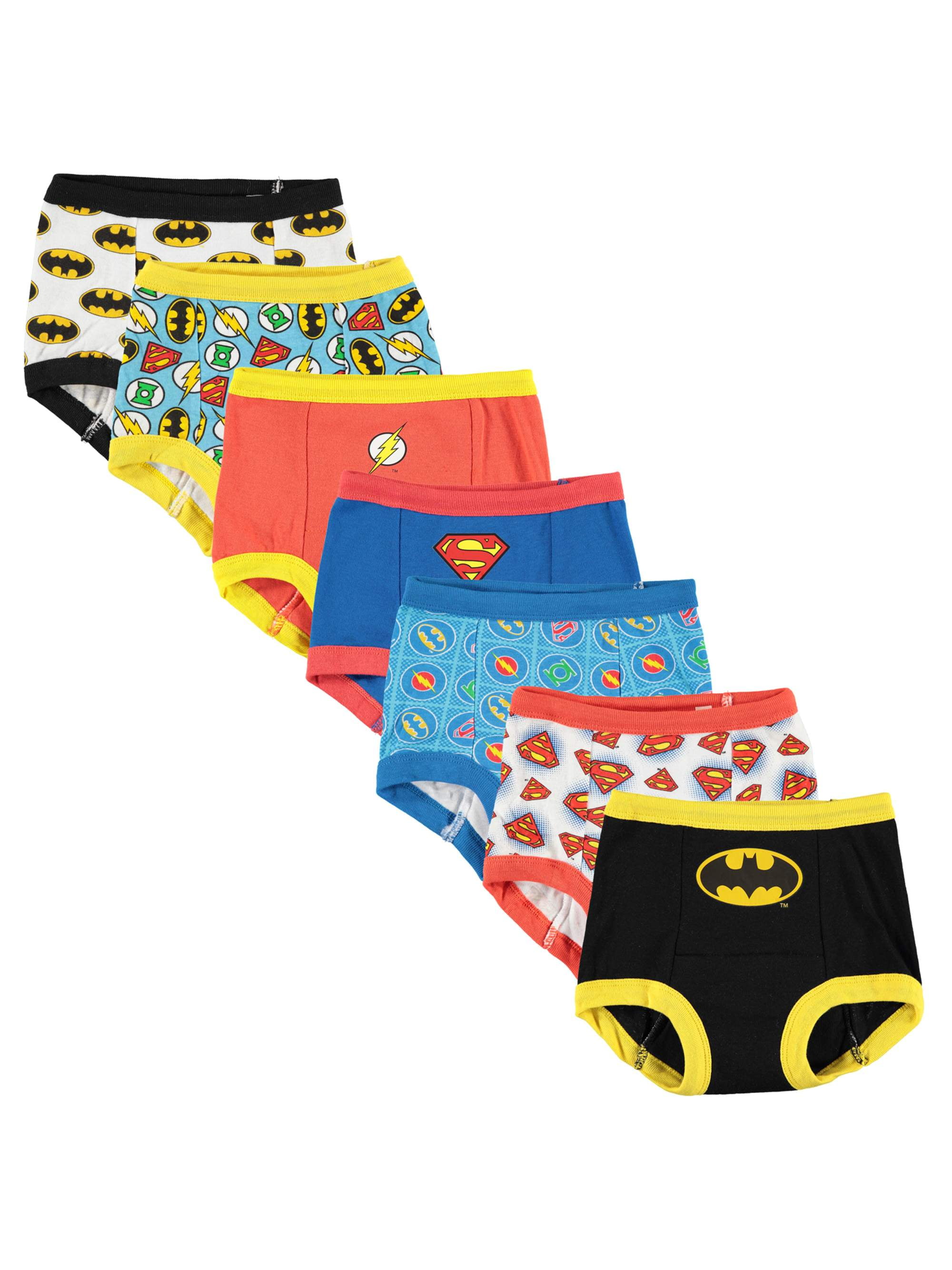 DC Comics Boys' Toddler Superman, Batman and More 7-Pack Training Pants 2T,  3T, 4T, Justice League