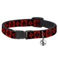 thumbnail image 1 of DC Comics Breakaway Cat Collar With Bell, Plastic Clip, Easy Adjustable, Harley Quinn Diamond Blocks Red Black Red, 8.5 to 12 Inches 0.5 Inch Wide, 1 of 5