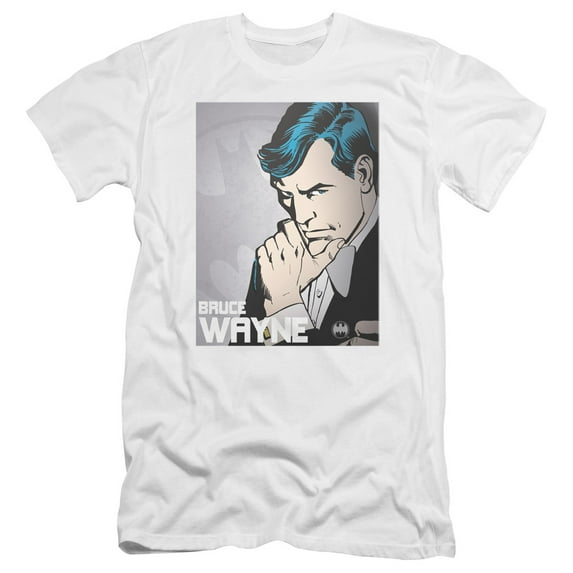DC Comics Bruce Wayne Premium Canvas Adult Slim Fit 30/1 T-Shirt White
