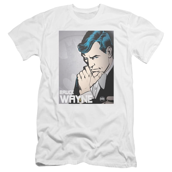 DC Comics Bruce Wayne Premium Canvas Adult Slim Fit 30/1 T-Shirt White