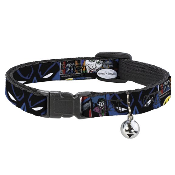 DC Comics Cat Collar, Breakaway Collar with Bell, Batman Joker Comic Strip, 8.5 to 12 Inches 0.5 Inch Wide