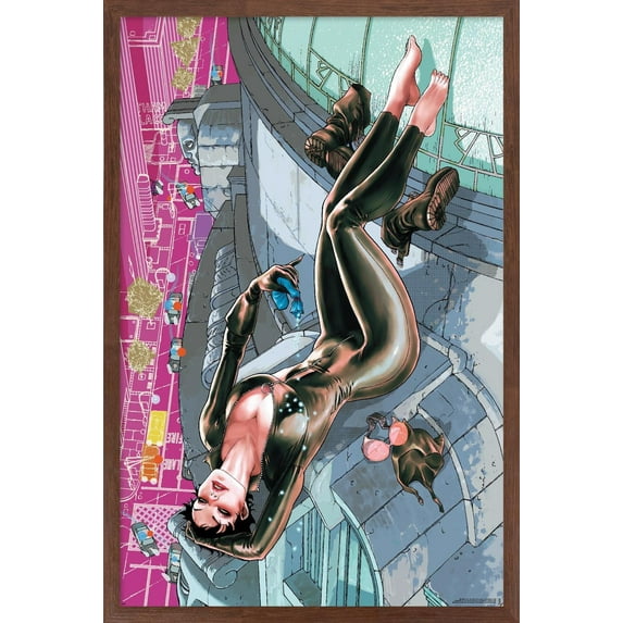 DC Comics Catwoman - Skyscraper Relaxing Wall Poster, 14.725" x 22.375" Framed