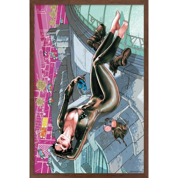 DC Comics Catwoman - Skyscraper Relaxing Wall Poster, 22.375" x 34" Framed
