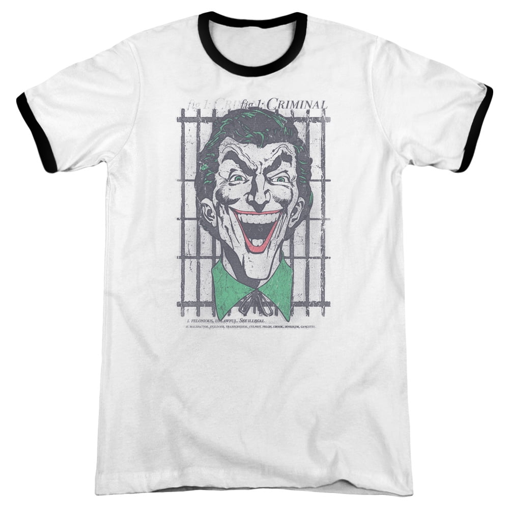 DC Comics Criminal Adult Ringer T-Shirt White/Black - Walmart Business ...