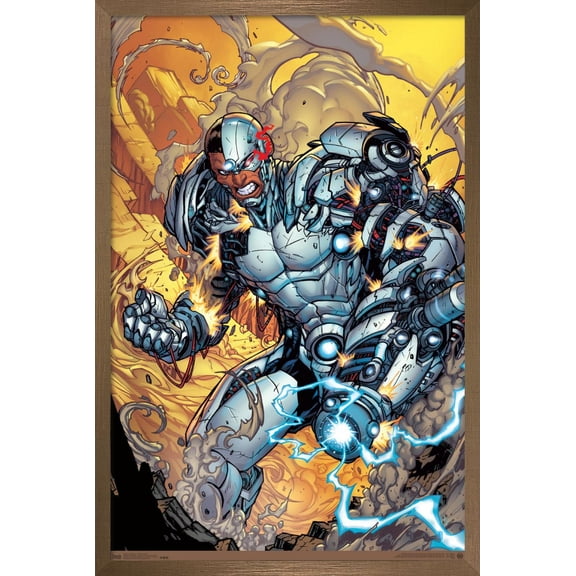 DC Comics - Cyborg - Battle Wall Poster, 14.725" x 22.375", Framed