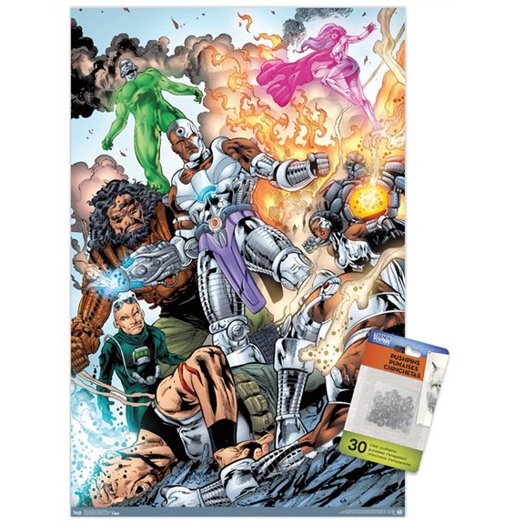 DC Comics - Cyborg - Group Wall Poster with Pushpins, 14.725" x 22.375"