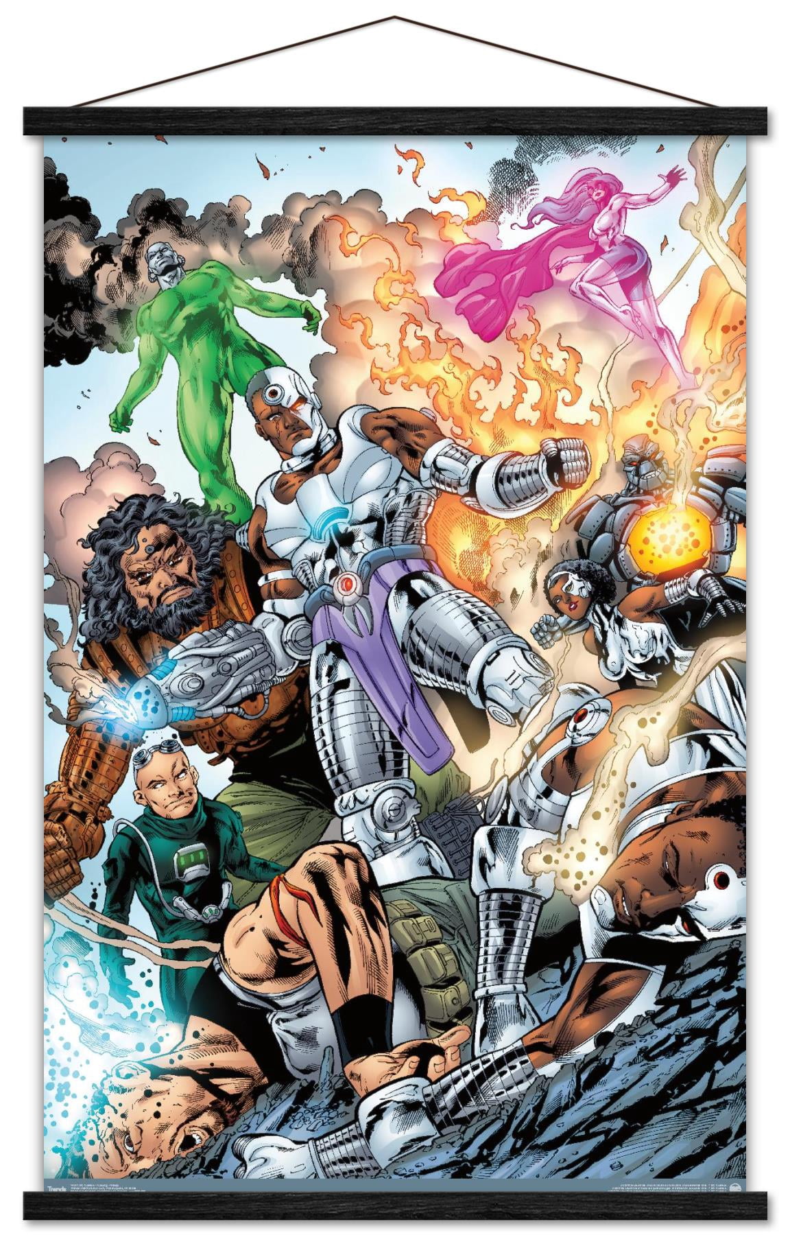 DC Comics - Cyborg - Group Wall Poster with Wooden Magnetic Frame, 22.375" x 34"