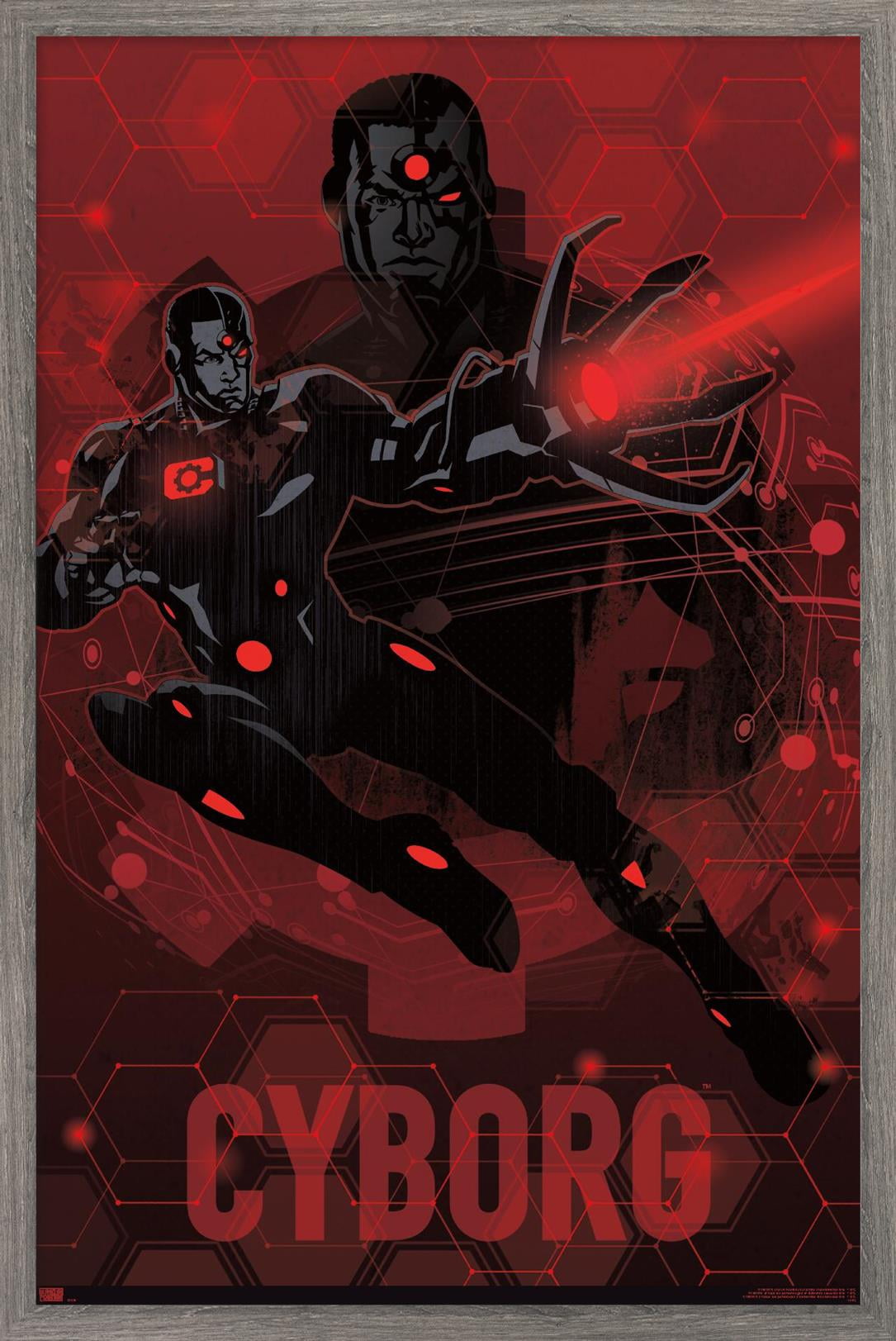 DC Comics: Dark Artistic - Cyborg Wall Poster, 22.375" x 34" Framed