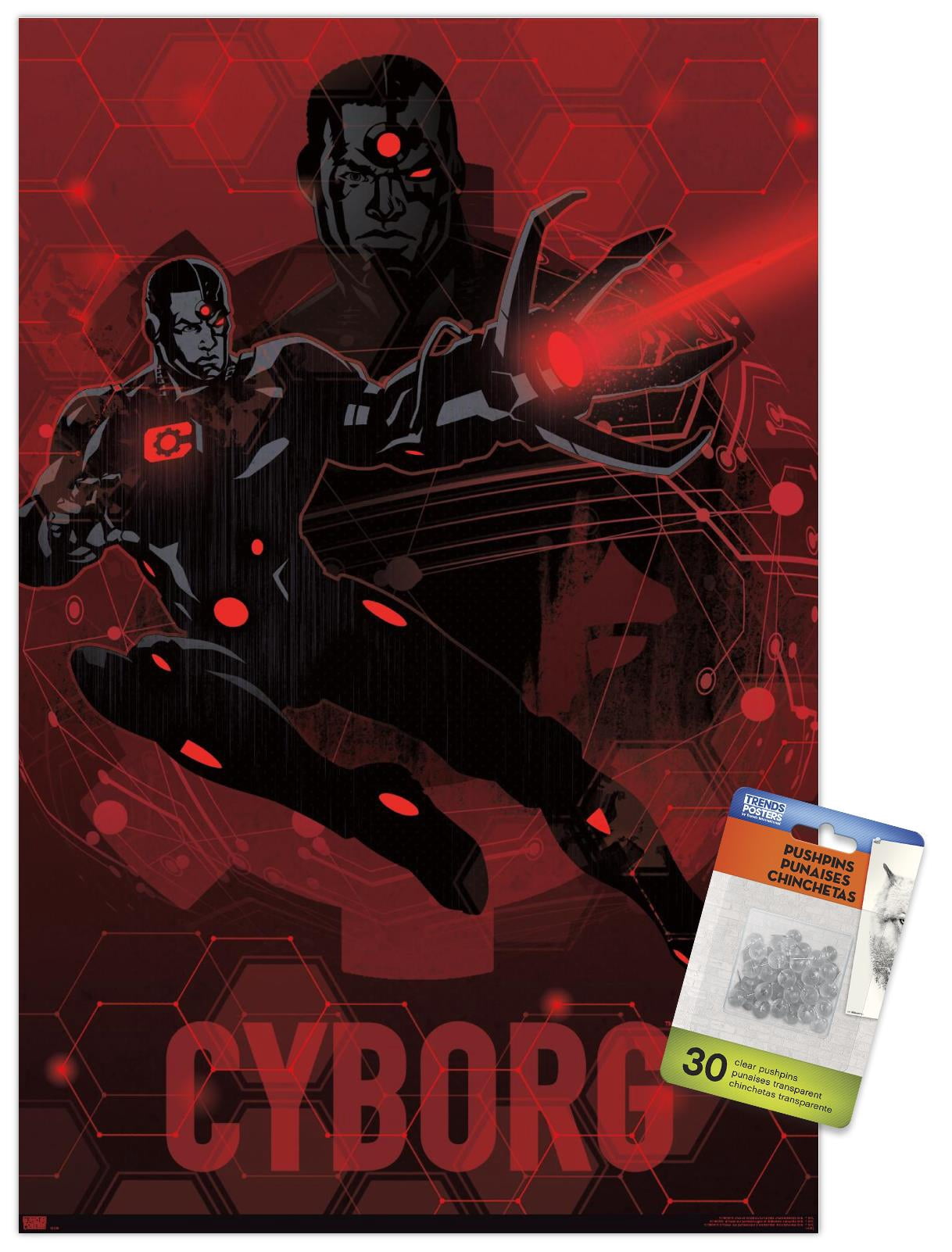 DC Comics: Dark Artistic - Cyborg Wall Poster with Push Pins, 14.725