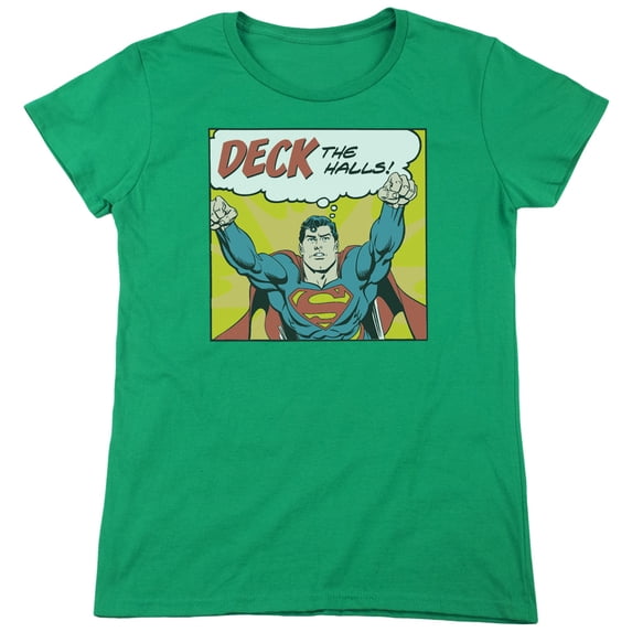 DC Comics Deck The Halls S/S Women's T-Shirt Kelly Green