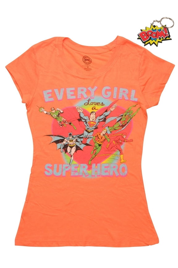 Every Girl Loves a Super Hero Junior's T-Shirt & Keychain Bundle Set