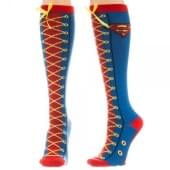 DC Comics Faux Lace Up Juniors Knee High Socks