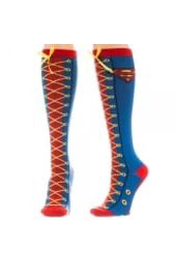 DC Comics Faux Lace Up Juniors Knee High Socks