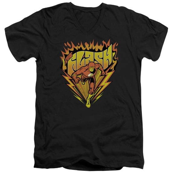 DC Comics Flash Blazing Speed S/S Adult V-Neck T-Shirt Black