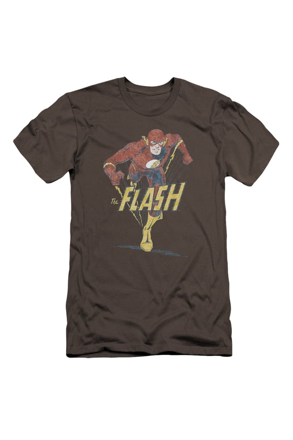 DC Comics Flash Desaturated Flash Premium Canvas Adult Slim Fit 30/1 T-Shirt Charcoal
