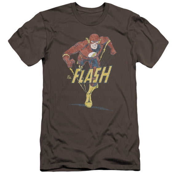 DC Comics Flash Desaturated Flash Premium Canvas Adult Slim Fit 30/1 T-Shirt Charcoal