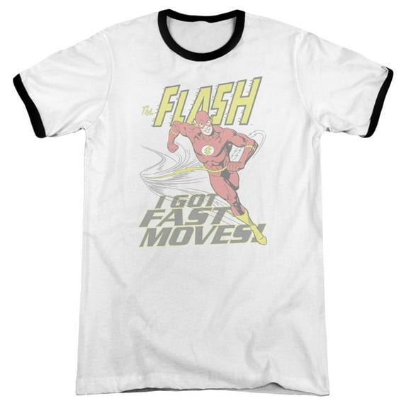 DC Comics Flash Fast Moves Adult Ringer T-Shirt White/Black