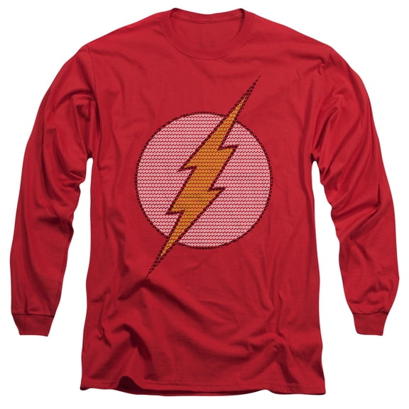 DC Comics Flash Flash Little Logos Long Sleeve Adult 18/1 T-Shirt Red