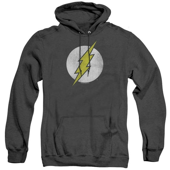 DC Comics Flash Flash Logo Distressed Adult Heather Hoodie Sweatshirt Black