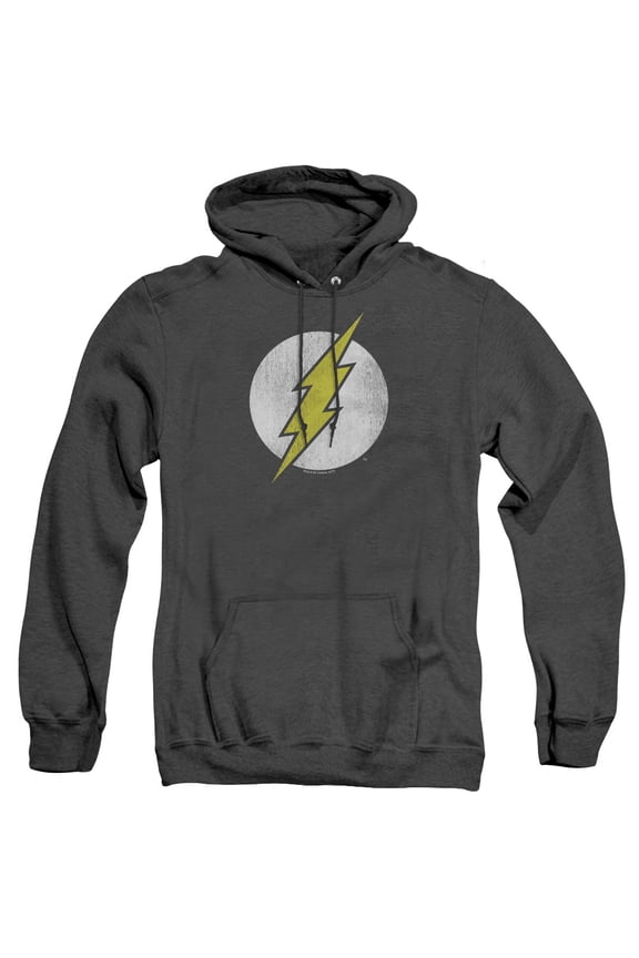 DC Comics Flash Flash Logo Distressed Adult Heather Hoodie Sweatshirt Black