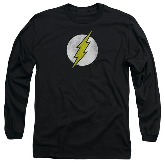 DC Comics Flash Flash Logo Distressed Long Sleeve Adult 18/1 T-ShirtBlack