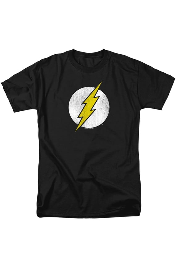 DC Comics Flash Flash Logo Distressed S/S Adult 18/1 T-Shirt Black
