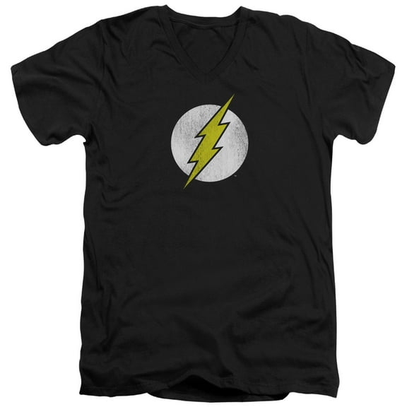 DC Comics Flash Flash Logo Distressed S/S Adult V-Neck T-Shirt Black