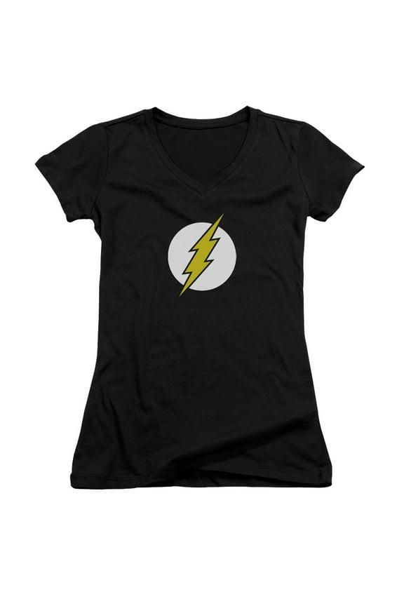 DC Comics Flash Flash Logo Junior Women's V-Neck T-Shirt Black