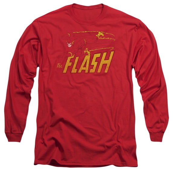 DC Comics Flash Flash Speed Distressed Long Sleeve Adult 18/1 T-ShirtRed