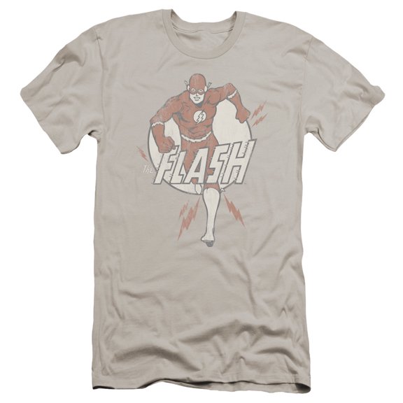 DC Comics Flash Lightning Fast Premium Canvas Adult Slim Fit 30/1 T-Shirt Silver