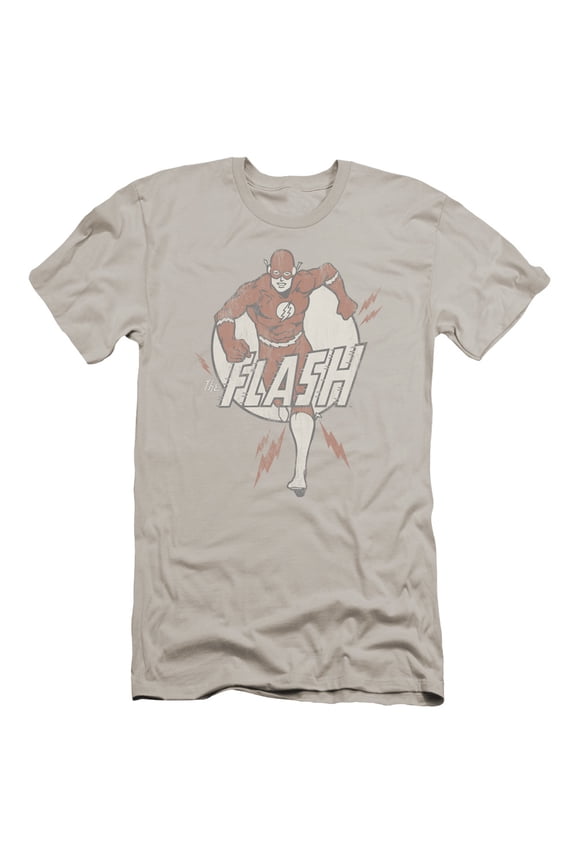DC Comics Flash Lightning Fast Premium Canvas Adult Slim Fit 30/1 T-Shirt Silver