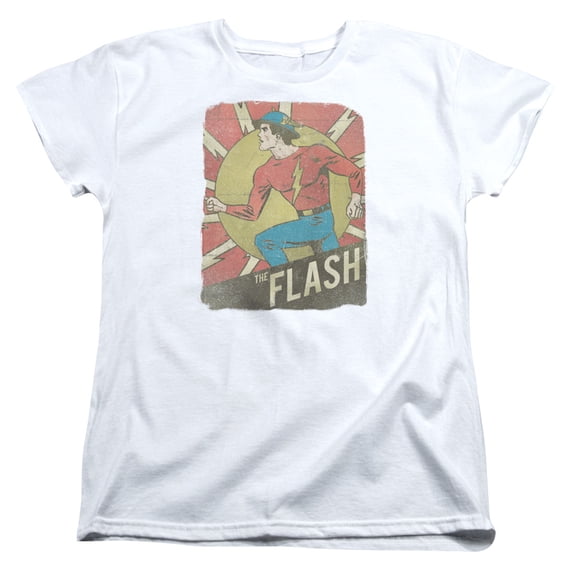 DC Comics Flash Tattered Poster S/S Women's T-Shirt White