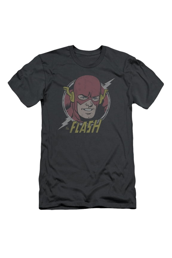 DC Comics Flash Vintage Voltage S/S Adult 30/1 T-Shirt Charcoal