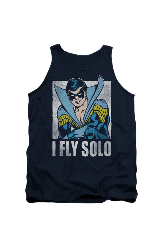 DC Comics Fly Solo Adult Tank Top Navy