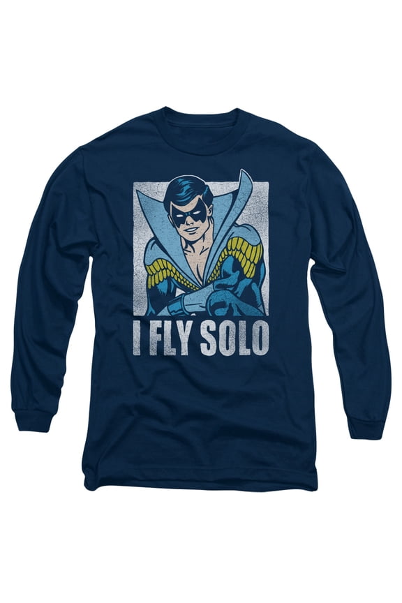 DC Comics Fly Solo-Long Sleeve Adult 18/1 Navy