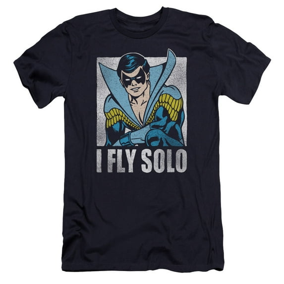 DC Comics Fly Solo Premium Canvas Adult Slim Fit 30/1 T-Shirt Navy