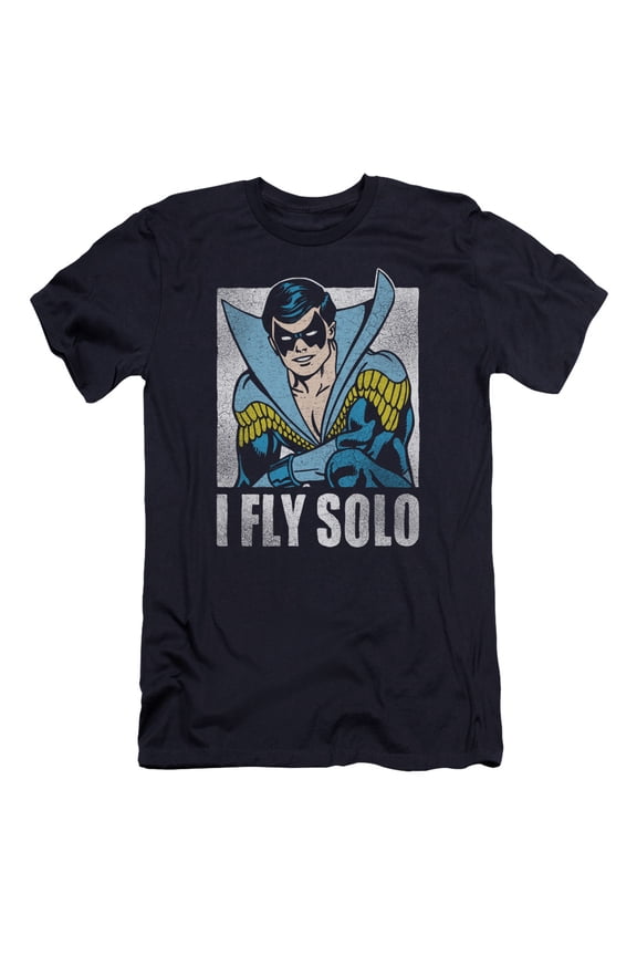 DC Comics Fly Solo Premium Canvas Adult Slim Fit 30/1 T-Shirt Navy